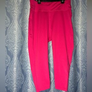 Pop Fit Neon Pink Capri Leggings XL | High-Rise Pocket Athleisure